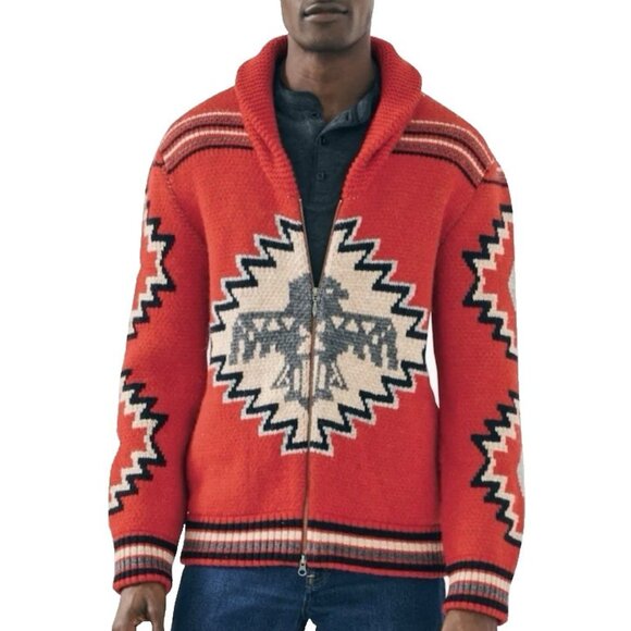 Faherty Steven Paul Judd Thunderbird Cardigan Sweater Men’s L Alpaca Wool Native - Picture 4 of 16